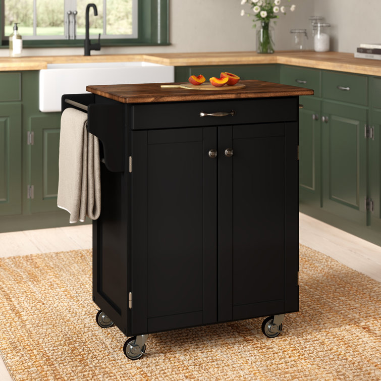 Red Barrel Studio® Savorey 32.5'' Wide Rolling Kitchen Cart with Solid